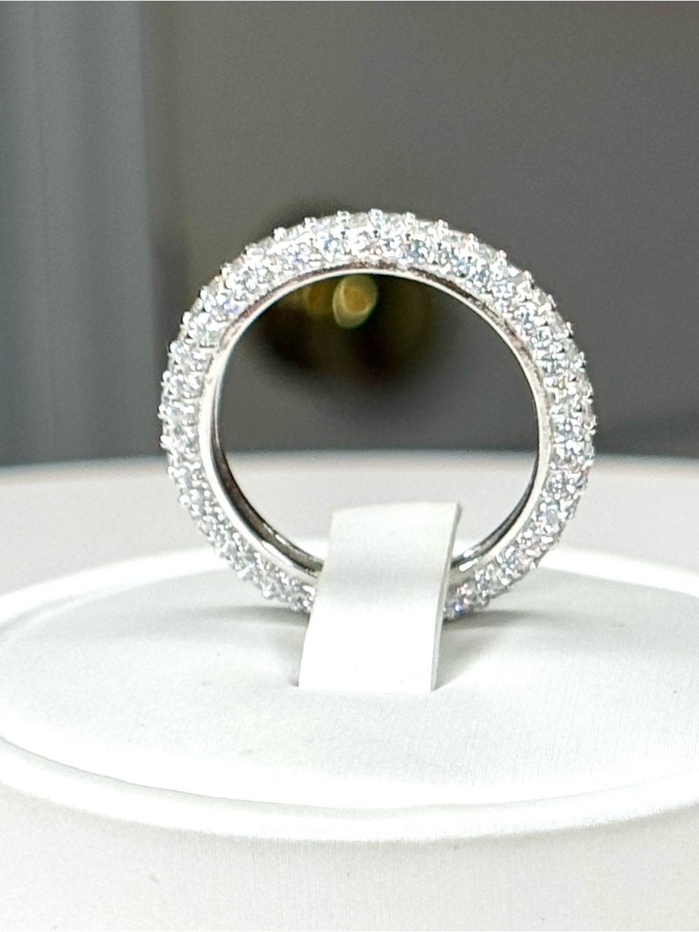 Sterling Silver Pave Eternity Band - White Crystal